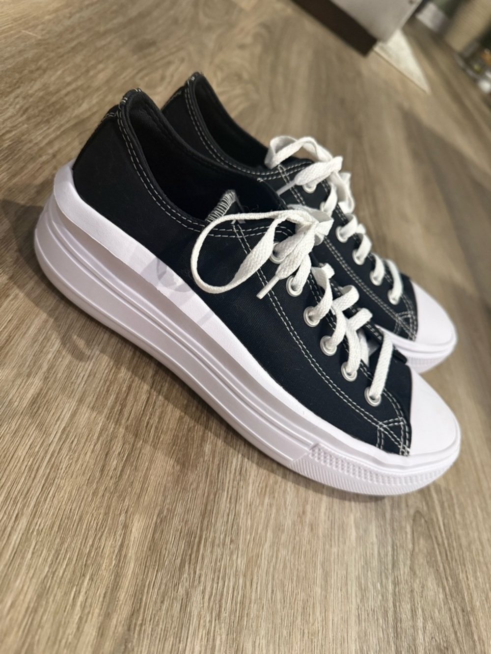 Converse Black and White Platform Low-Top Sneakers